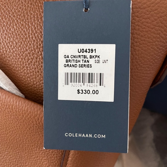 Cole Haan Tan Leather Backpack - Picture 5 of 5